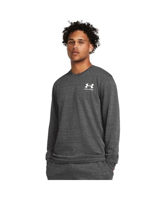 Under Armour Gray Rival Terry Long Crew Neck T-shirt, for men