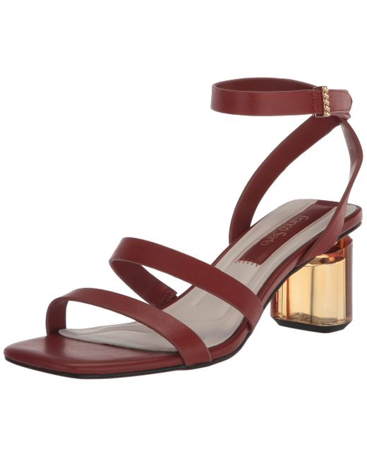 Franco Sarto S Lisa Strappy Sandal Lucite Heel Rust Brown Leather 9.5 M