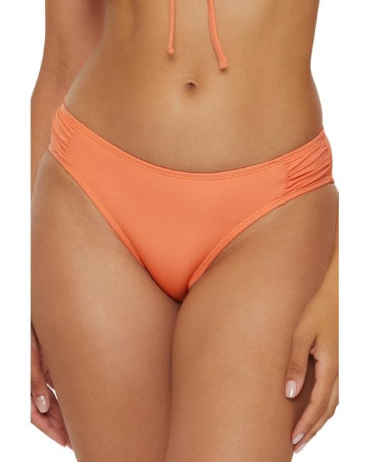 Lucky Brand Orange Standard Sea Of Love Shirred Hipster Bikini Bottom