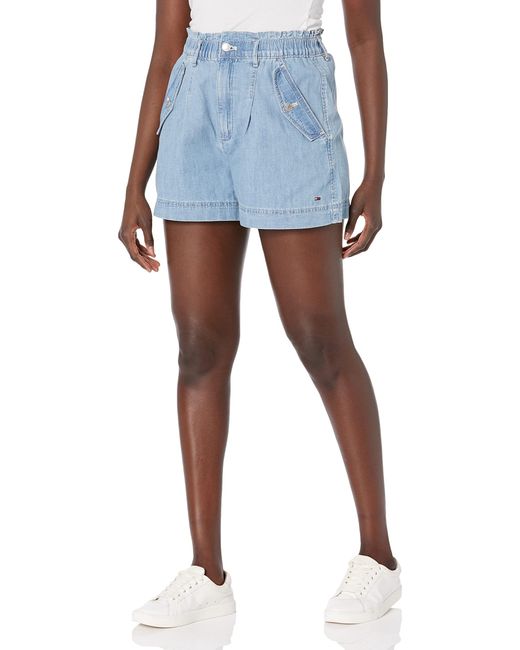 Tommy Hilfiger Elastic Waist Denim Shorts in Blue | Lyst