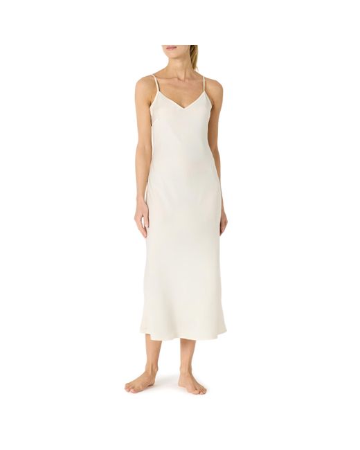 Amazon Essentials White Ärmelloses Cami-Midi-Nachthemd aus Satin