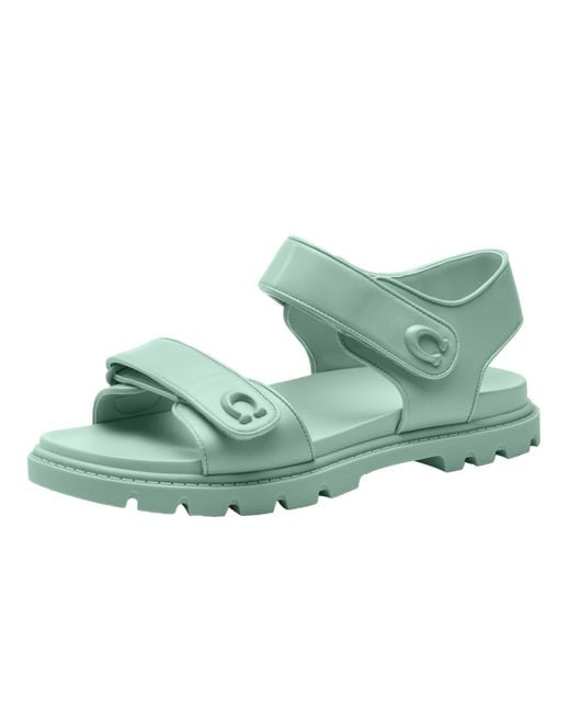 COACH Green Brynn Leather Sandal