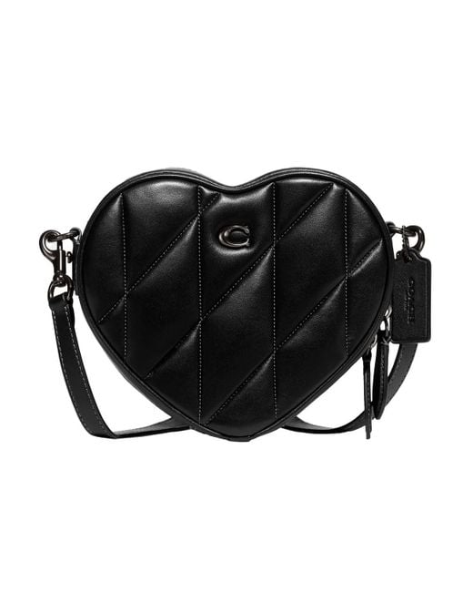COACH Black S Quilted Leather Heart Crossbody