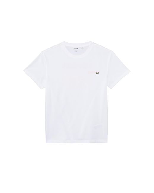 Lacoste White Short Sleeve Crew Neck Large Wording Colorful Graphic Tee Shirt