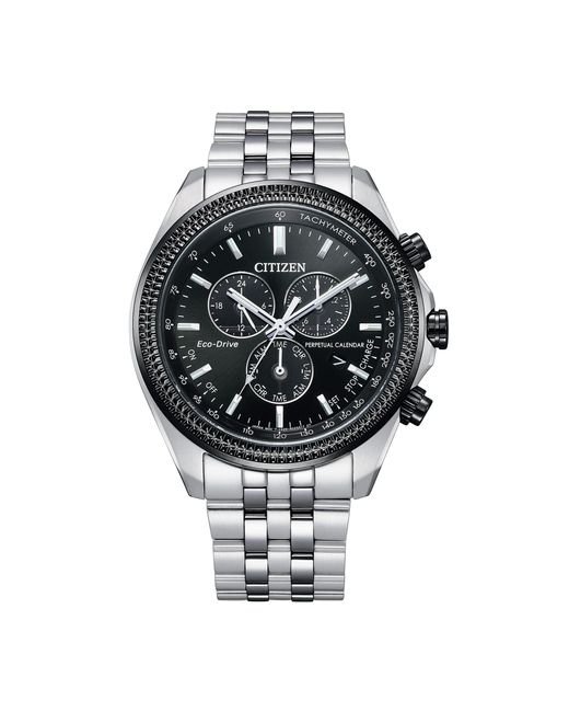 Citizen Metallic Eco-drive Classic Chronograph Watch In Stainless Steel With Perpetual Calendar for men