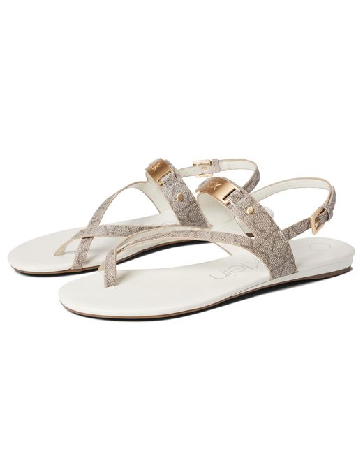 calvin klein women's sadra ankle strap flat sandals