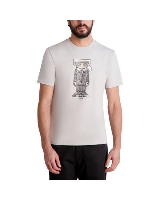Karl Lagerfeld Gray Paris Short Sleeve Crewneck Karl Graphic T-shirt for men