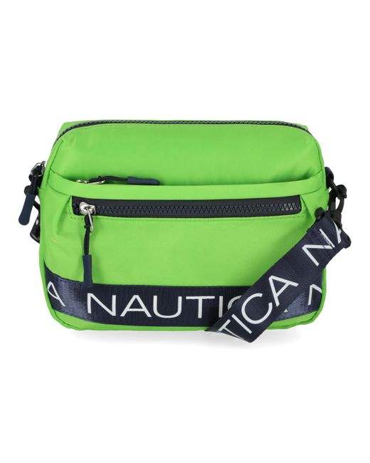 Nautica Green Nylon Bean Crossbody/belt Bag With Adjustable Shoulder Strap