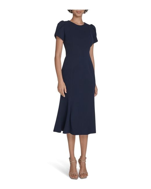 Calvin Klein Tulip Sleeve Aline Dress in Blue Lyst