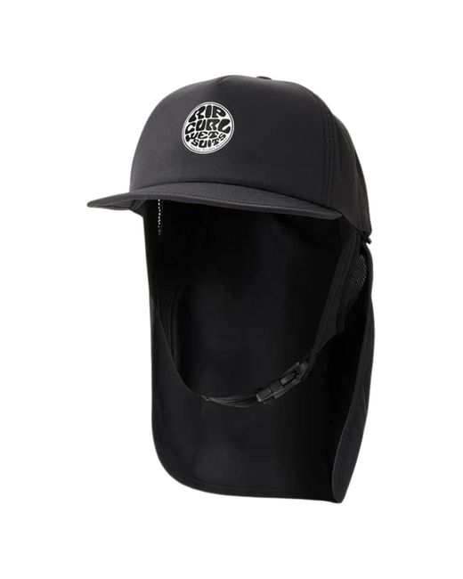 Rip Curl Black Upf 50+ Quick Dry High Profile Surf Hat With Removable Neck Flap for men