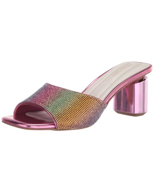 Franco Sarto Black S Linley Slide Sandal Pink Jeweled Metallic 7 M