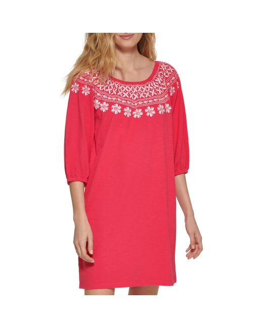 Tommy Hilfiger Off The Shoulder Embroidered Casual Dress