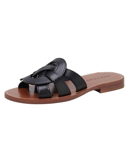 COACH Brown Issa Leather Sandal Slipper