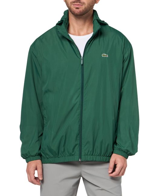 Lacoste Green Water-repellent Hooded Track Jacket for men