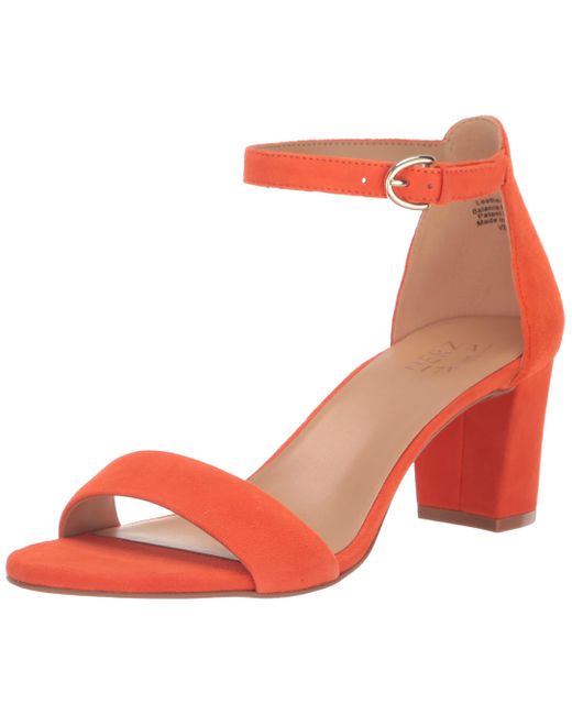 Naturalizer Red S Vera Ankle Strap Block Heel Dress Sandal,orange Suede,5m