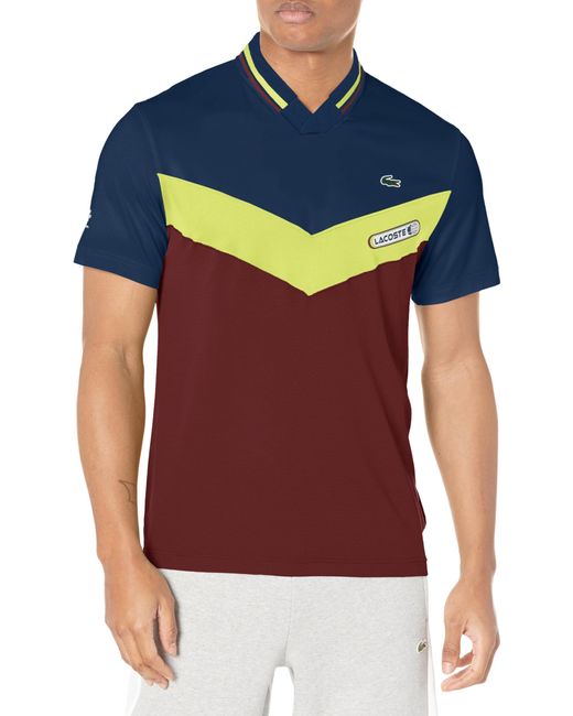 Lacoste Blue Short Sleeve Slim Fit Colorblock Tennis Polo for men