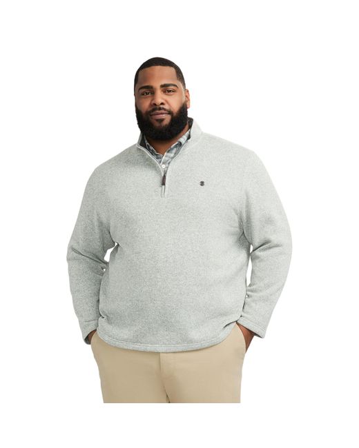 Izod Gray Big And Tall Thermosoft Quarter Zip Sweater Fleece Pullover for men