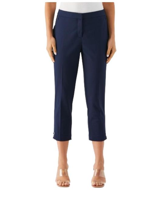 Rafaella Satin Twill Capri Pants With Grommets in Blue Lyst