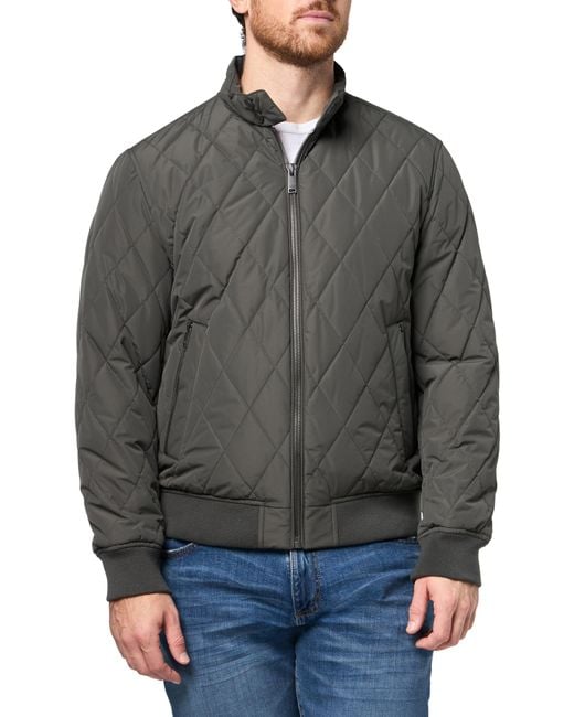 Dockers Diamond Quilted Stand Collar Bomber in Gray for Men Lyst