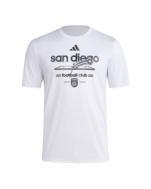 Adidas White Standard Vintage World Pre-game Short Sleeve T-shirt for men