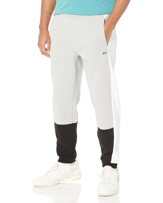 Lacoste White Regular Fit Color Blocked Joggers for men