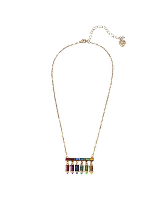 Betsey Johnson Colored Pencil Pendant Necklace in Metallic Lyst