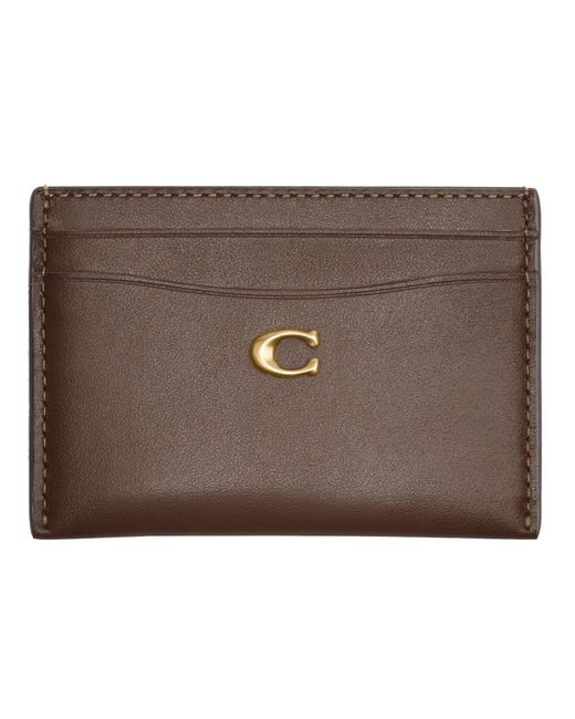 COACH Brown Refined Calf Leather Essential Card Case