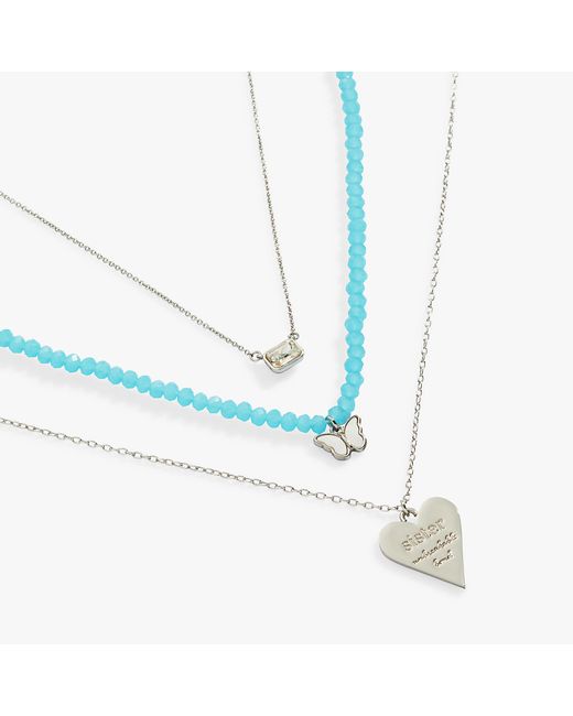 ALEX AND ANI Blue Sister Layered Adjustable Necklace