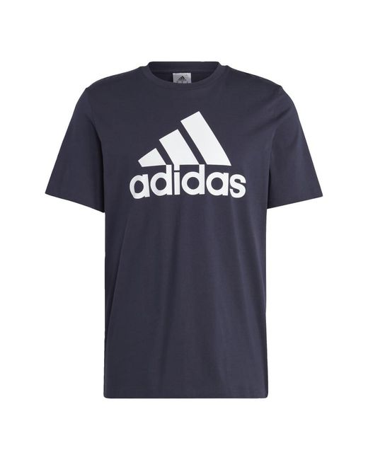 Adidas Blue Size Essentials Single Jersey 3-stripes T-shirt for men
