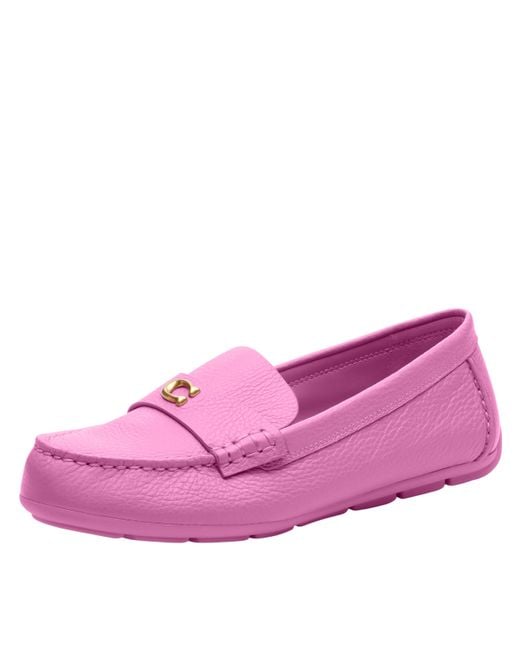 COACH Pink Sculpted C Driver Loafer