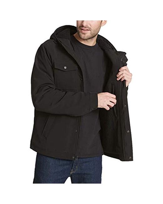 Levi's Soft Shell Two Pocket Sherpa Lined Hooded Trucker Jacket in