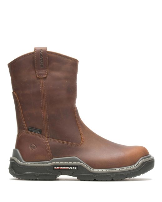 Wolverine Brown Raider Durashocks Wellington Waterproof Composite Toe Met-guard Construction Boot for men