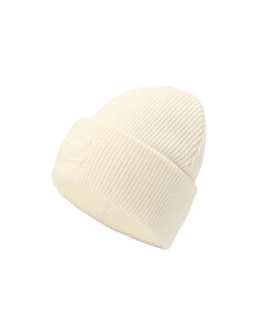 COACH White Embossed C Knit Beanie