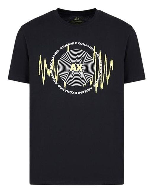 Emporio Armani Black A | X Armani Exchange Regular Fit Cotton Sound Wave Printed Logo Tee for men