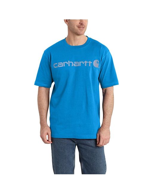 Carhartt Blue Signature Logo Loose Fit Short-Sleeve T-Shirt for men