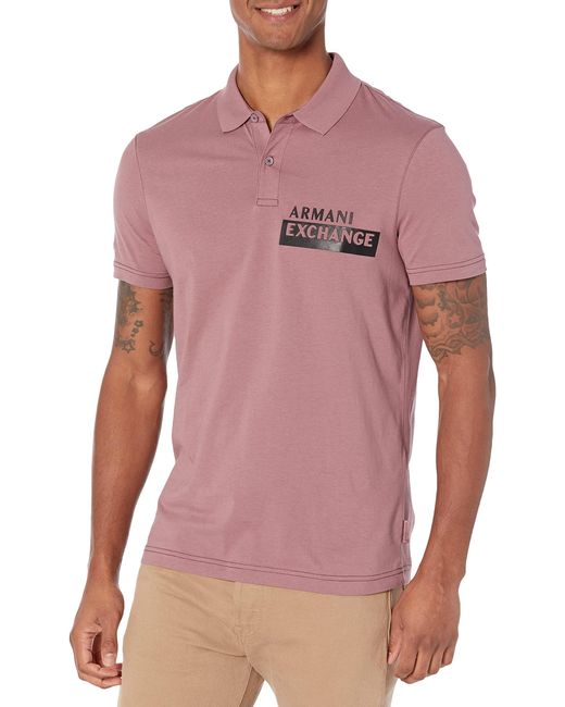 Emporio Armani Pink A | X Armani Exchange Embossed Logo Jersey Polo Shirt for men