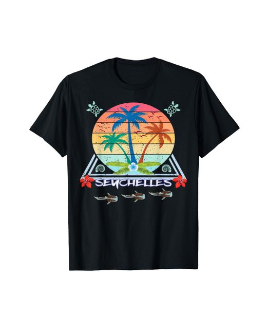 Seychelles Black Palms Whale Shark Seashell La Digue Souvenir Gift T-shirt