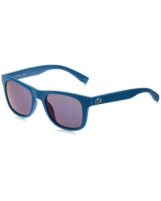 LACOSTE unisex Sunglasses Dark Blue with Blue Pique// Blue Mirror Lens L734S 424