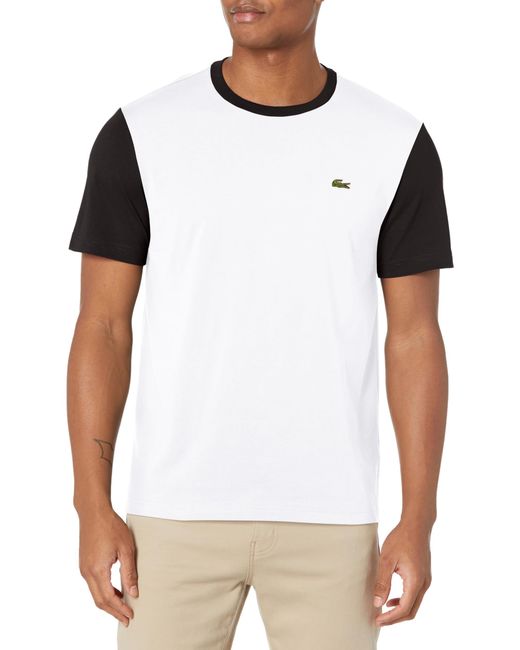 Lacoste White Short Sleeve Color Blocked Crew Neck T-shirt for men