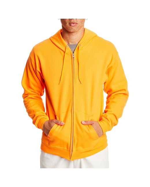 Hanes , Ecosmart Fleece Full Hoodie, Zip-up Hooded Sweatshirt For , Safety Orange for men