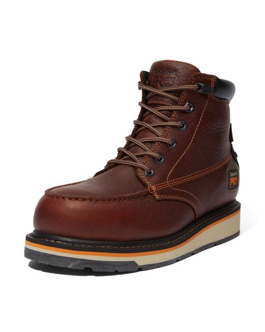 Timberland Brown Gridworks 6 Inch Alloy Safety Toe Waterproof Industrial Wedge Work Boot for men