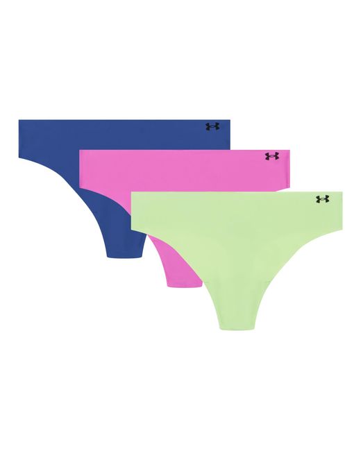 Under Armour Blue Seamless Thong-3 Pk Solid