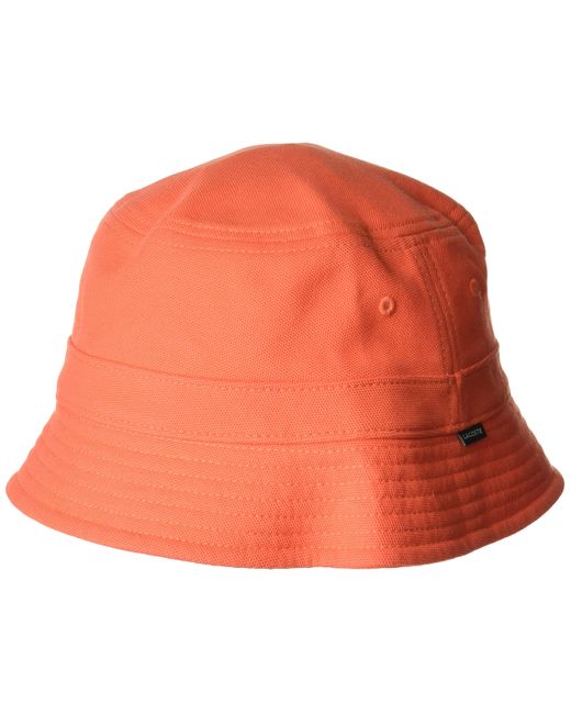 Lacoste Orange Solid Little Croc Pique Bucket Hat for men