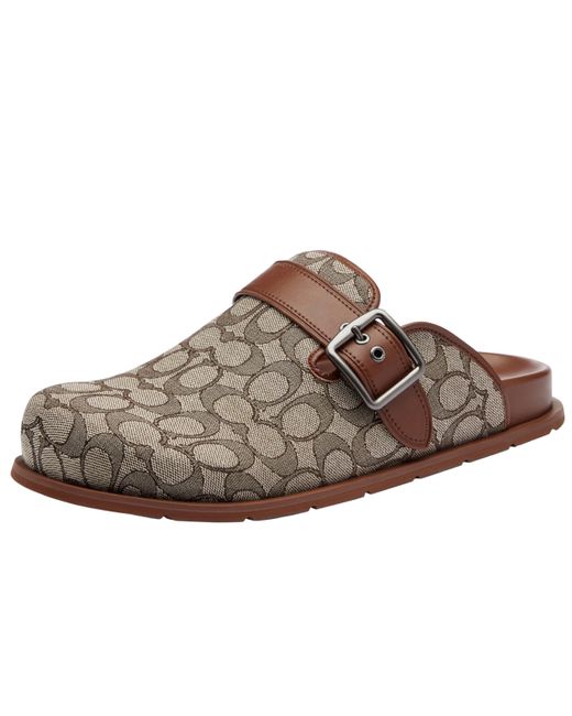 COACH Brown Buckle Clog In Signature Jacquard for men