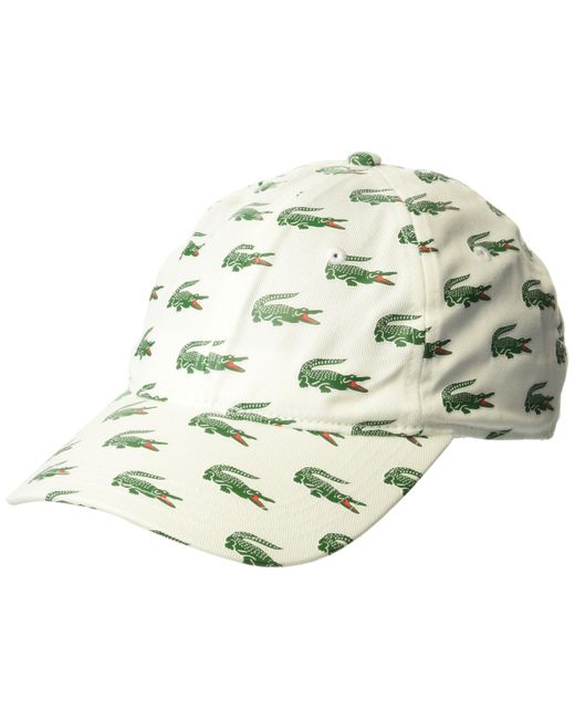 Lacoste Green Allover Croc Cap for men