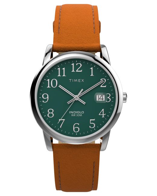 Timex Brown Strap Green Dial Silver-tone for men