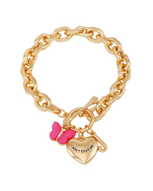Juicy Couture Metallic Goldtone Butterfly Heart Toggle Bracelet