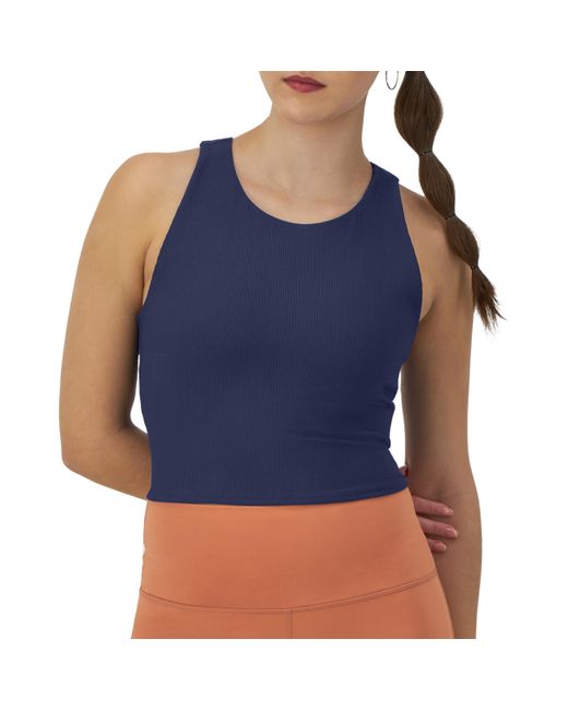 Champion , , Moisture Wicking, Ribbed Cropped Top For , Blown Glass Blue, X-large