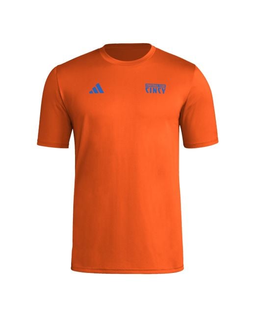 Adidas Orange Standard Local Warp Pre-game Short Sleeve T-shirt for men