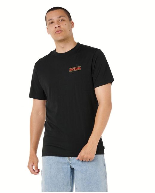Rip Curl Black Relaxed Fit Logo Crew T-shirt for men